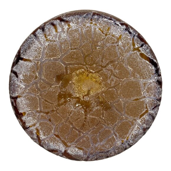 Vintage Hand Blown Art Glass Handled Vase Frosted Crackle Textured Brown Rare - Picture 7 of 10